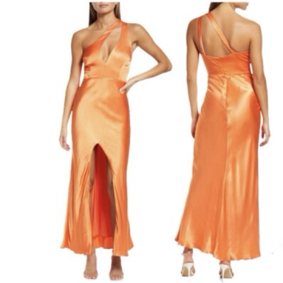 Bardot Ambroise One Shoulder asymmetrical Dress in Orange Size 8 - Picture 1 of 8